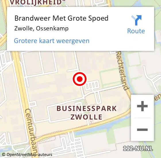 Locatie op kaart van de 112 melding: Brandweer Met Grote Spoed Naar Zwolle, Ossenkamp op 13 februari 2018 16:12