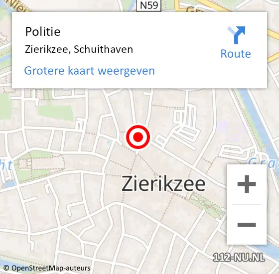 Locatie op kaart van de 112 melding: Politie Zierikzee, Schuithaven op 13 februari 2018 16:19