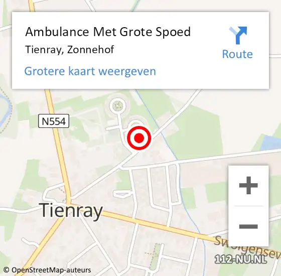 Locatie op kaart van de 112 melding: Ambulance Met Grote Spoed Naar Tienray, Zonnehof op 13 februari 2018 16:32