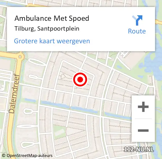 Locatie op kaart van de 112 melding: Ambulance Met Spoed Naar Tilburg, Santpoortplein op 13 februari 2018 16:41