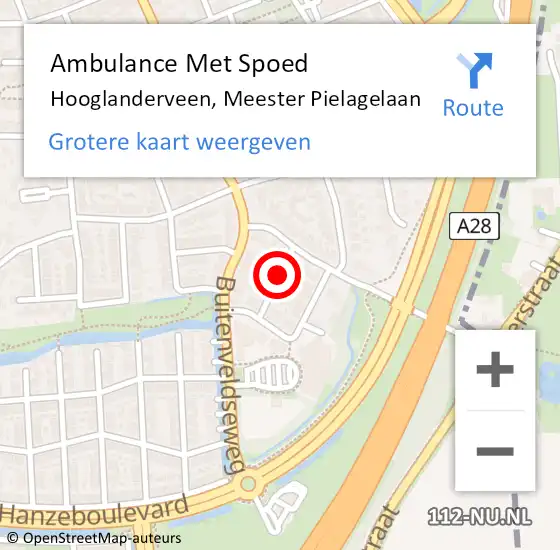 Locatie op kaart van de 112 melding: Ambulance Met Spoed Naar Hooglanderveen, Meester Pielagelaan op 13 februari 2018 16:43