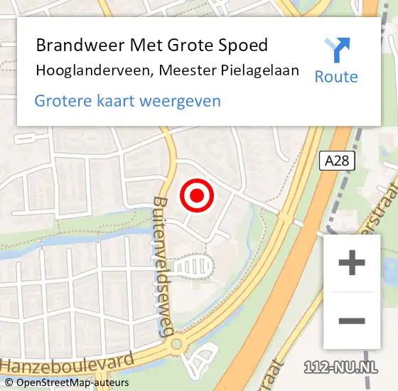 Locatie op kaart van de 112 melding: Brandweer Met Grote Spoed Naar Hooglanderveen, Meester Pielagelaan op 13 februari 2018 16:45