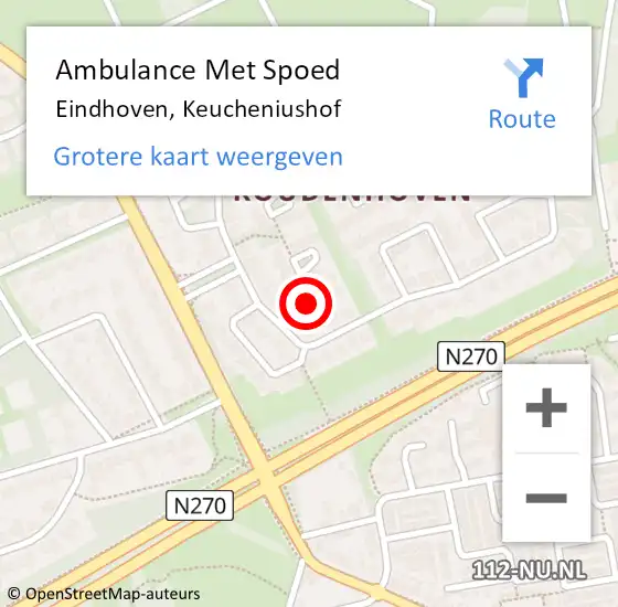 Locatie op kaart van de 112 melding: Ambulance Met Spoed Naar Eindhoven, Keucheniushof op 13 februari 2018 16:52