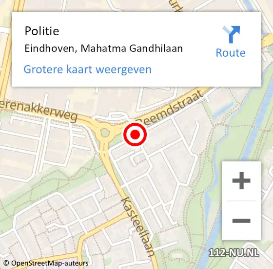 Locatie op kaart van de 112 melding: Politie Eindhoven, Mahatma Gandhilaan op 13 februari 2018 17:50