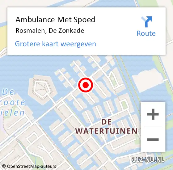 Locatie op kaart van de 112 melding: Ambulance Met Spoed Naar Rosmalen, De Zonkade op 13 februari 2018 18:09