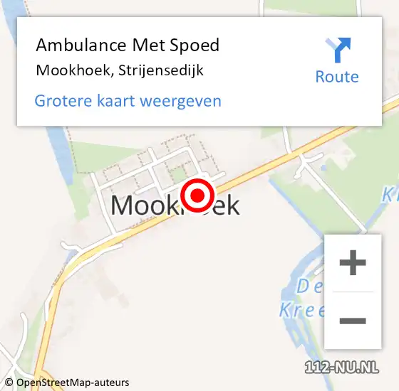 Locatie op kaart van de 112 melding: Ambulance Met Spoed Naar Mookhoek, Strijensedijk op 13 februari 2018 18:24