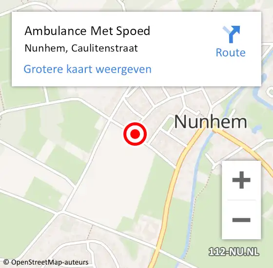 Locatie op kaart van de 112 melding: Ambulance Met Spoed Naar Nunhem, Caulitenstraat op 16 februari 2014 05:22