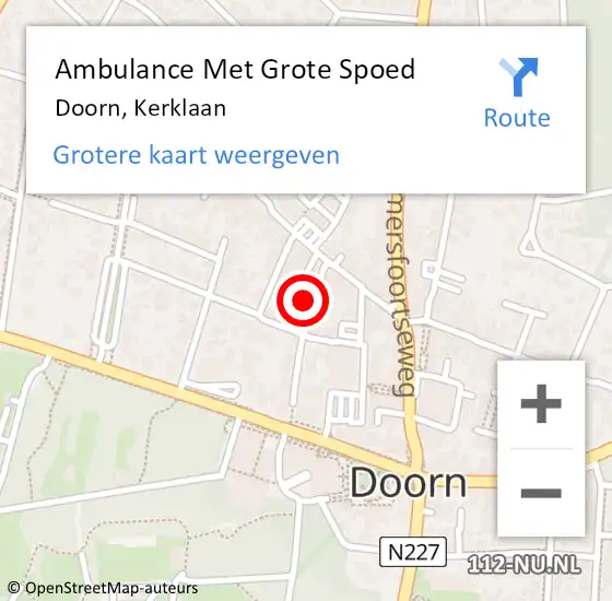 Locatie op kaart van de 112 melding: Ambulance Met Grote Spoed Naar Doorn, Kerklaan op 13 februari 2018 18:44