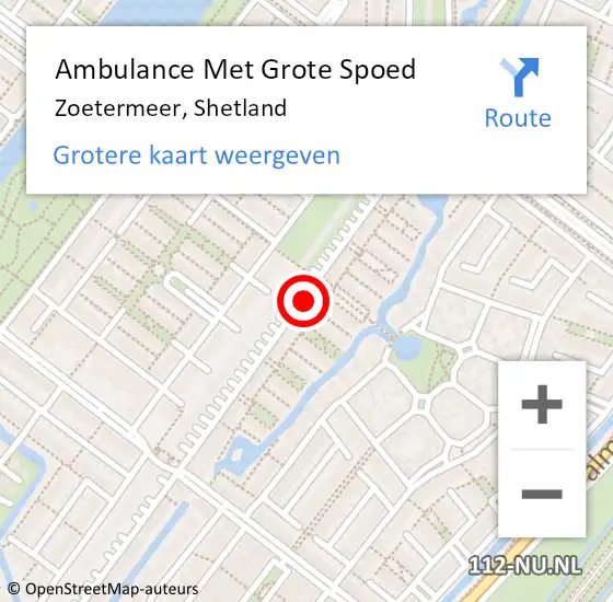 Locatie op kaart van de 112 melding: Ambulance Met Grote Spoed Naar Zoetermeer, Shetland op 13 februari 2018 18:58