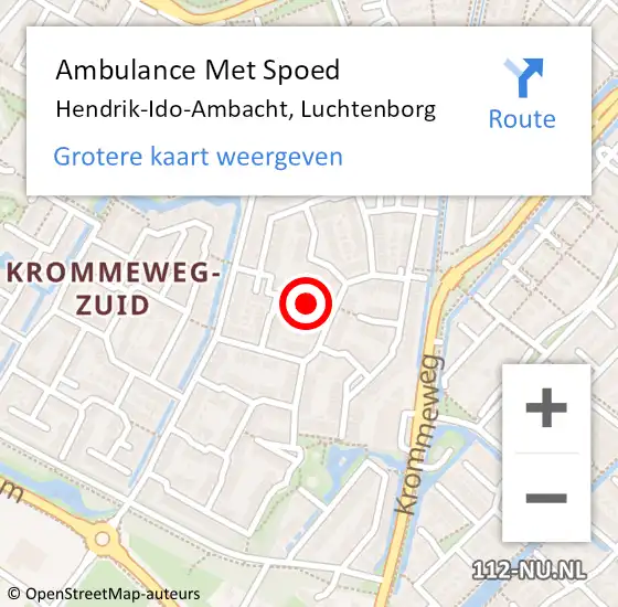 Locatie op kaart van de 112 melding: Ambulance Met Spoed Naar Hendrik-Ido-Ambacht, Luchtenborg op 13 februari 2018 19:32