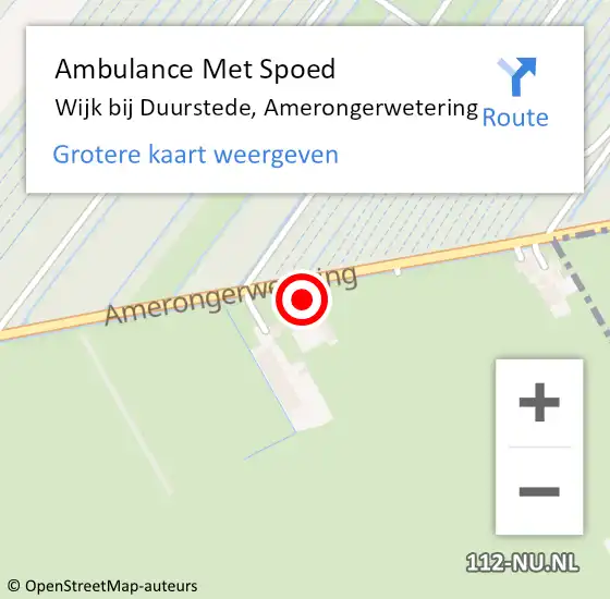 Locatie op kaart van de 112 melding: Ambulance Met Spoed Naar Wijk bij Duurstede, Amerongerwetering op 13 februari 2018 19:36