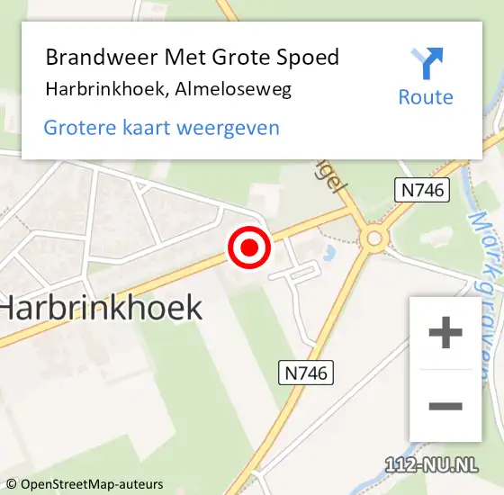 Locatie op kaart van de 112 melding: Brandweer Met Grote Spoed Naar Harbrinkhoek, Almeloseweg op 13 februari 2018 20:23