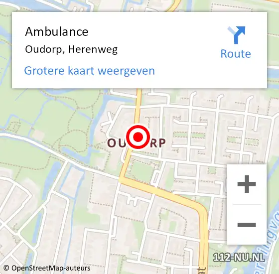 Locatie op kaart van de 112 melding: Ambulance Oudorp, Herenweg op 13 februari 2018 20:30