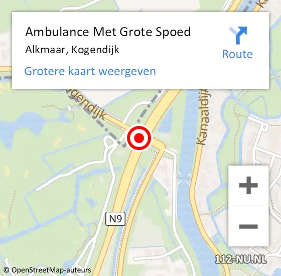Locatie op kaart van de 112 melding: Ambulance Met Grote Spoed Naar Alkmaar, Kogendijk op 13 februari 2018 21:11