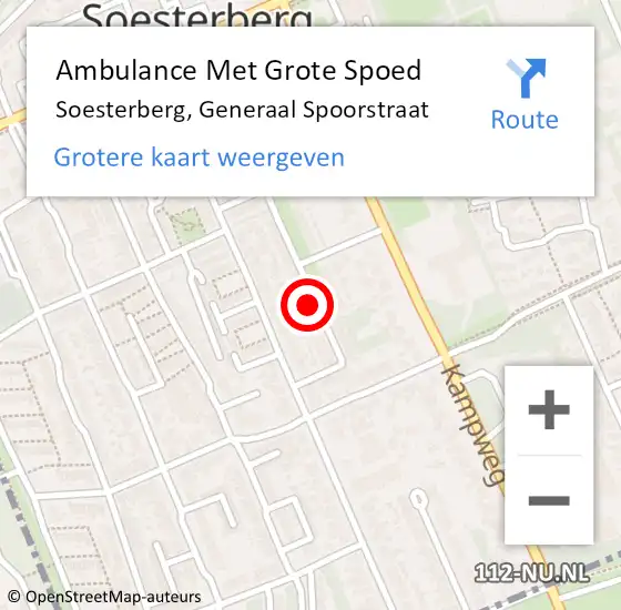 Locatie op kaart van de 112 melding: Ambulance Met Grote Spoed Naar Soesterberg, Generaal Spoorstraat op 13 februari 2018 21:11