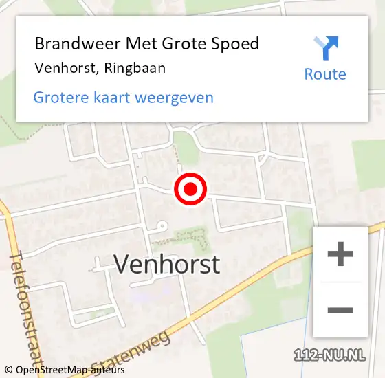 Locatie op kaart van de 112 melding: Brandweer Met Grote Spoed Naar Venhorst, Ringbaan op 13 februari 2018 21:48