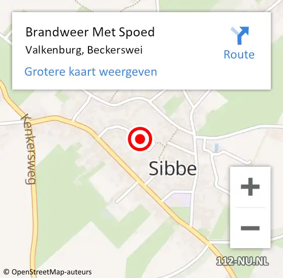 Locatie op kaart van de 112 melding: Brandweer Met Spoed Naar Valkenburg, Beckerswei op 13 februari 2018 21:56