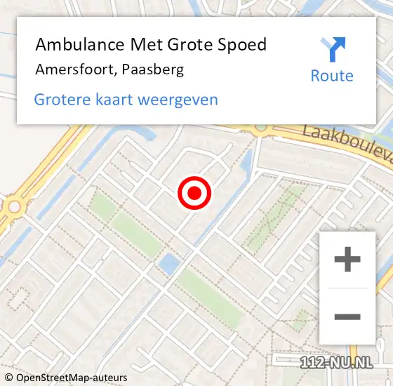 Locatie op kaart van de 112 melding: Ambulance Met Grote Spoed Naar Amersfoort, Paasberg op 13 februari 2018 22:48