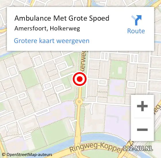 Locatie op kaart van de 112 melding: Ambulance Met Grote Spoed Naar Amersfoort, Holkerweg op 13 februari 2018 23:14