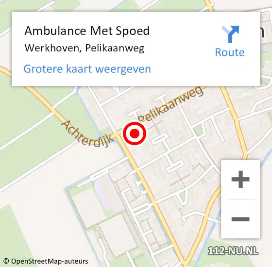 Locatie op kaart van de 112 melding: Ambulance Met Spoed Naar Werkhoven, Pelikaanweg op 13 februari 2018 23:17