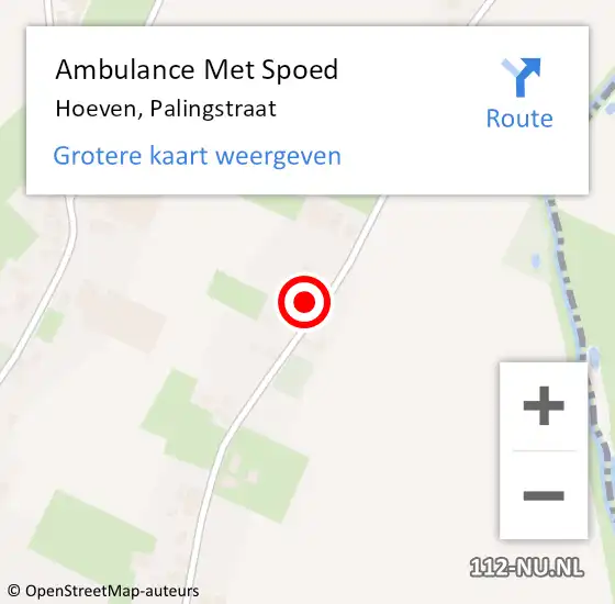 Locatie op kaart van de 112 melding: Ambulance Met Spoed Naar Hoeven, Palingstraat op 13 februari 2018 23:53