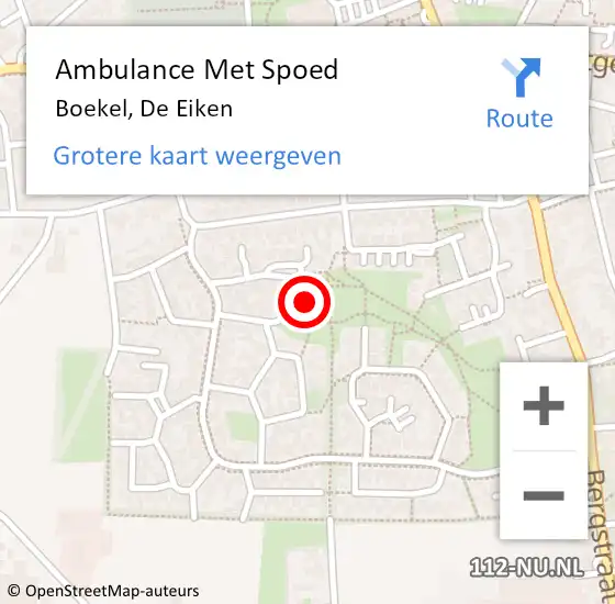 Locatie op kaart van de 112 melding: Ambulance Met Spoed Naar Boekel, De Eiken op 13 februari 2018 23:58