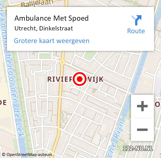 Locatie op kaart van de 112 melding: Ambulance Met Spoed Naar Utrecht, Dinkelstraat op 13 februari 2018 23:59