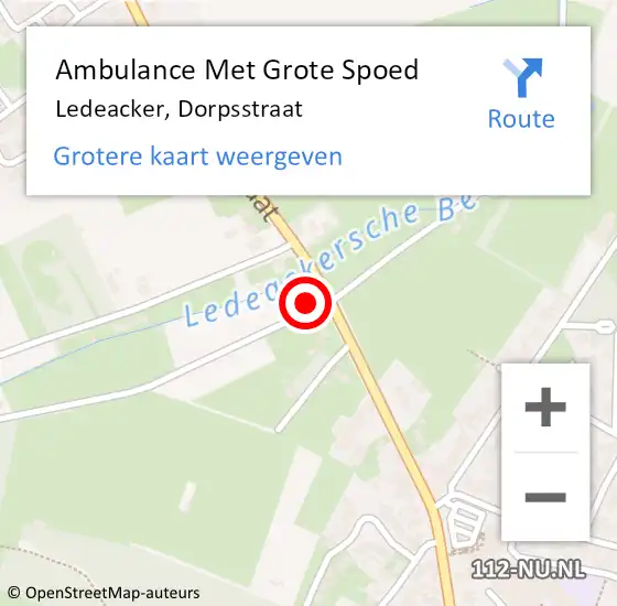 Locatie op kaart van de 112 melding: Ambulance Met Grote Spoed Naar Ledeacker, Dorpsstraat op 14 februari 2018 00:20