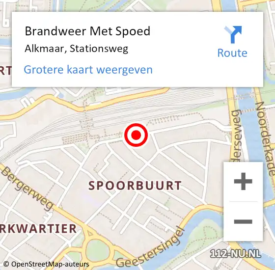 Locatie op kaart van de 112 melding: Brandweer Met Spoed Naar Alkmaar, Stationsweg op 14 februari 2018 00:26