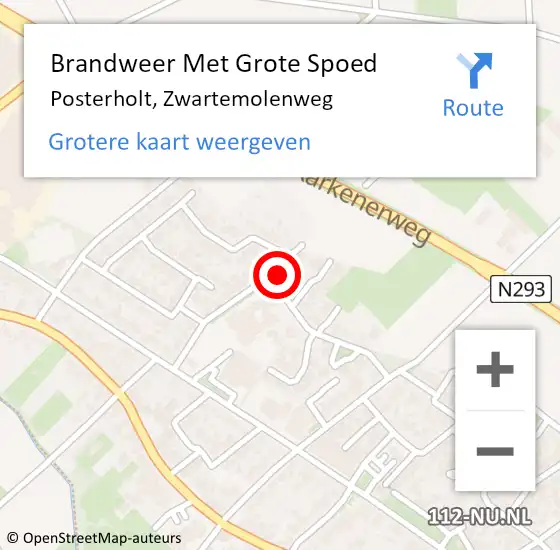 Locatie op kaart van de 112 melding: Brandweer Met Grote Spoed Naar Posterholt, Zwartemolenweg op 14 februari 2018 01:16