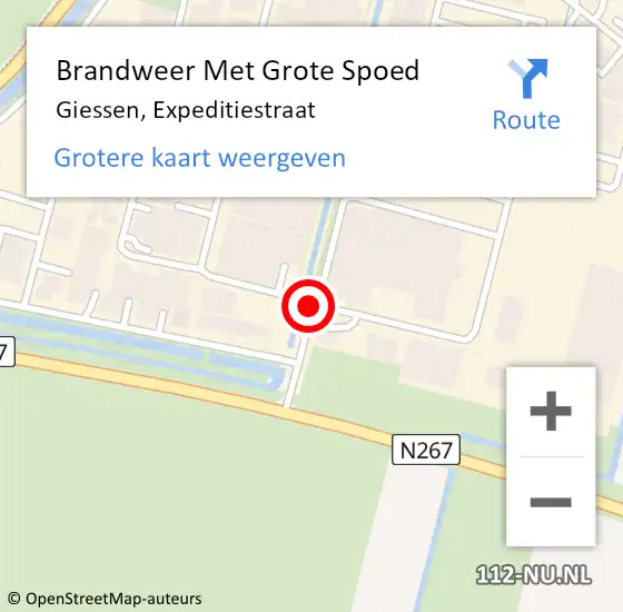 Locatie op kaart van de 112 melding: Brandweer Met Grote Spoed Naar Giessen, Expeditiestraat op 16 februari 2014 07:30