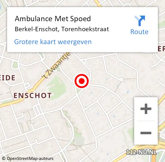 Locatie op kaart van de 112 melding: Ambulance Met Spoed Naar Berkel-Enschot, Torenhoekstraat op 14 februari 2018 03:14