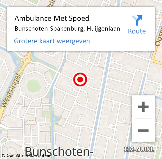 Locatie op kaart van de 112 melding: Ambulance Met Spoed Naar Bunschoten-Spakenburg, Huijgenlaan op 14 februari 2018 03:28