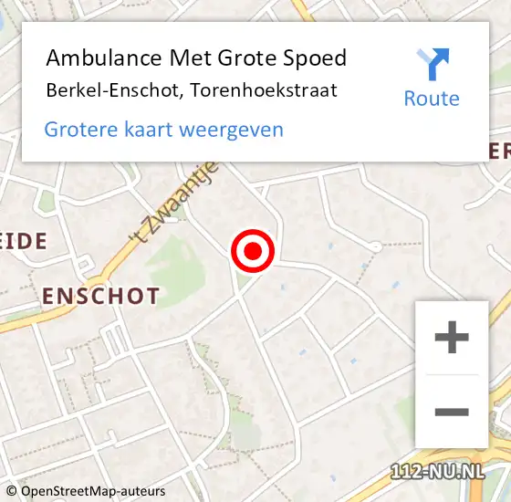 Locatie op kaart van de 112 melding: Ambulance Met Grote Spoed Naar Berkel-Enschot, Torenhoekstraat op 14 februari 2018 03:37