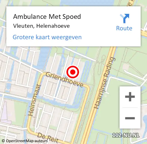 Locatie op kaart van de 112 melding: Ambulance Met Spoed Naar Vleuten, Helenahoeve op 14 februari 2018 03:50