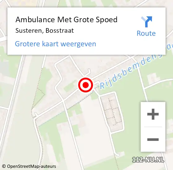 Locatie op kaart van de 112 melding: Ambulance Met Grote Spoed Naar Susteren, Bosstraat op 14 februari 2018 03:51