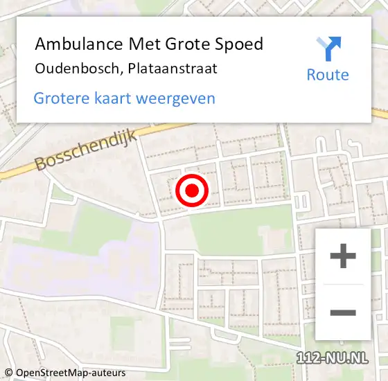 Locatie op kaart van de 112 melding: Ambulance Met Grote Spoed Naar Oudenbosch, Plataanstraat op 14 februari 2018 05:24