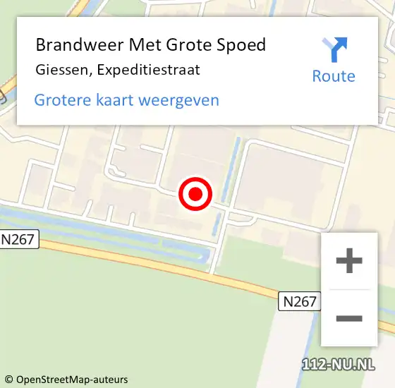 Locatie op kaart van de 112 melding: Brandweer Met Grote Spoed Naar Giessen, Expeditiestraat op 16 februari 2014 07:36