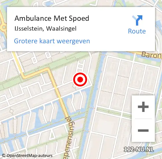 Locatie op kaart van de 112 melding: Ambulance Met Spoed Naar IJsselstein, Waalsingel op 14 februari 2018 05:44