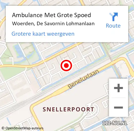 Locatie op kaart van de 112 melding: Ambulance Met Grote Spoed Naar Woerden, De Savornin Lohmanlaan op 14 februari 2018 07:34