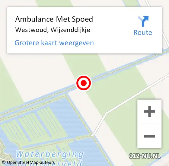 Locatie op kaart van de 112 melding: Ambulance Met Spoed Naar Westwoud, Wijzenddijkje op 14 februari 2018 07:55