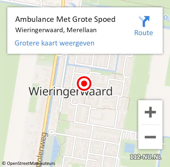 Locatie op kaart van de 112 melding: Ambulance Met Grote Spoed Naar Wieringerwaard, Merellaan op 14 februari 2018 08:18