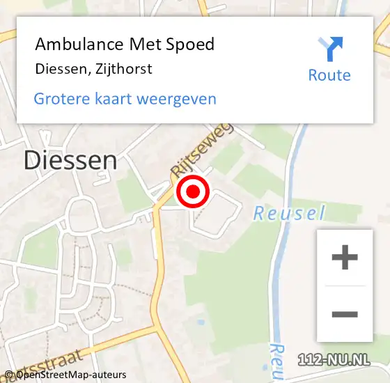 Locatie op kaart van de 112 melding: Ambulance Met Spoed Naar Diessen, Zijthorst op 14 februari 2018 08:34