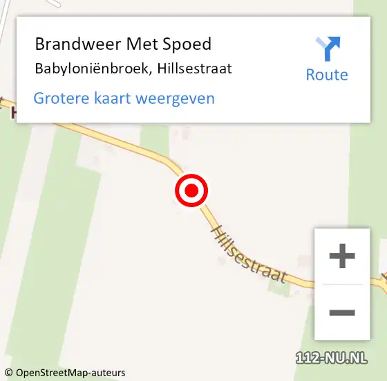 Locatie op kaart van de 112 melding: Brandweer Met Spoed Naar Babylonienbroek, Hillsestraat op 14 februari 2018 08:35