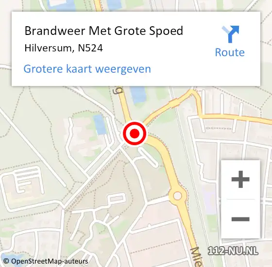 Locatie op kaart van de 112 melding: Brandweer Met Grote Spoed Naar Hilversum, N524 op 14 februari 2018 09:16