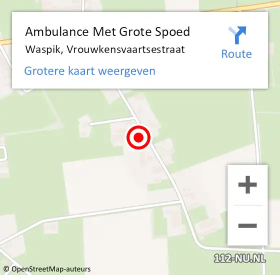 Locatie op kaart van de 112 melding: Ambulance Met Grote Spoed Naar Waspik, Vrouwkensvaartsestraat op 14 februari 2018 09:21