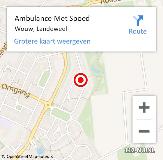 Locatie op kaart van de 112 melding: Ambulance Met Spoed Naar Wouw, Landeweel op 14 februari 2018 09:37