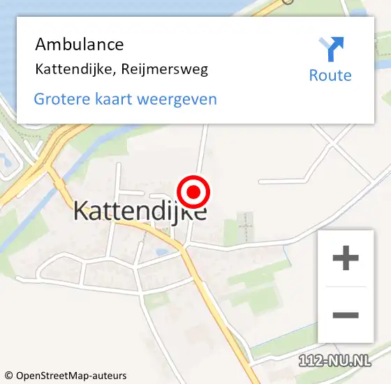 Locatie op kaart van de 112 melding: Ambulance Kattendijke, Reijmersweg op 14 februari 2018 09:41