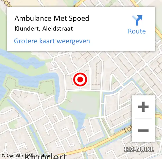 Locatie op kaart van de 112 melding: Ambulance Met Spoed Naar Klundert, Aleidstraat op 14 februari 2018 09:52