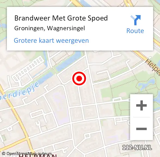 Locatie op kaart van de 112 melding: Brandweer Met Grote Spoed Naar Groningen, Wagnersingel op 14 februari 2018 10:08
